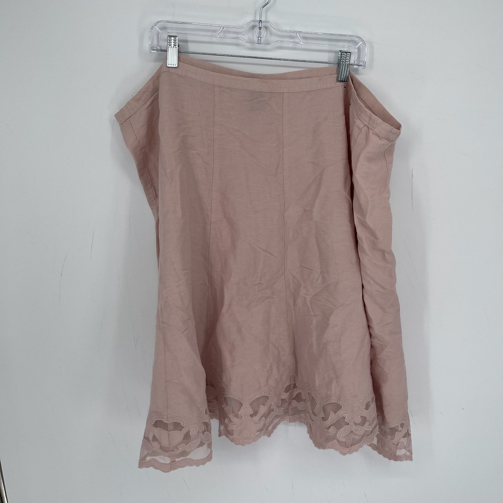 Lane Bryant Women's Pink Linen Blend Cutout Hem A-Line Skirt Plus Size 26-28